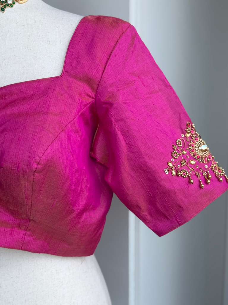 Raw Silk Tissue Embroidery Blouse | Readymade Blouses in USA