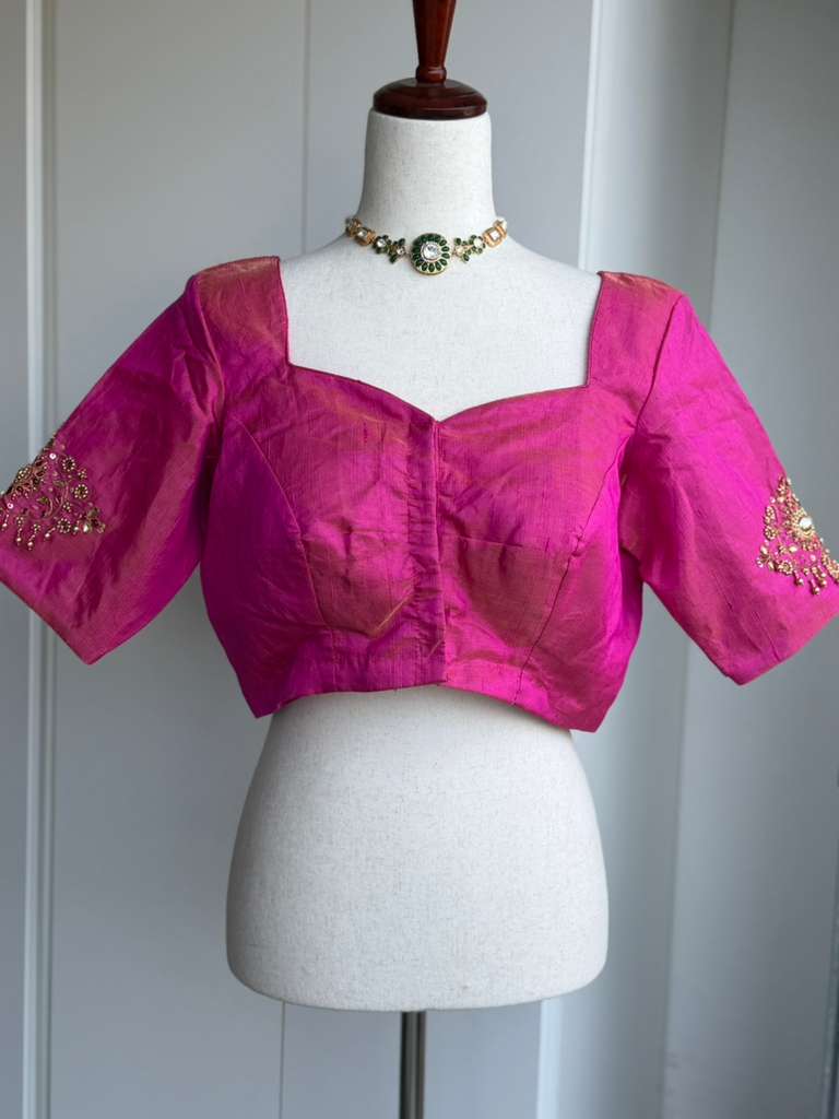 Raw Silk Tissue Embroidery Blouse | Readymade Blouses in USA