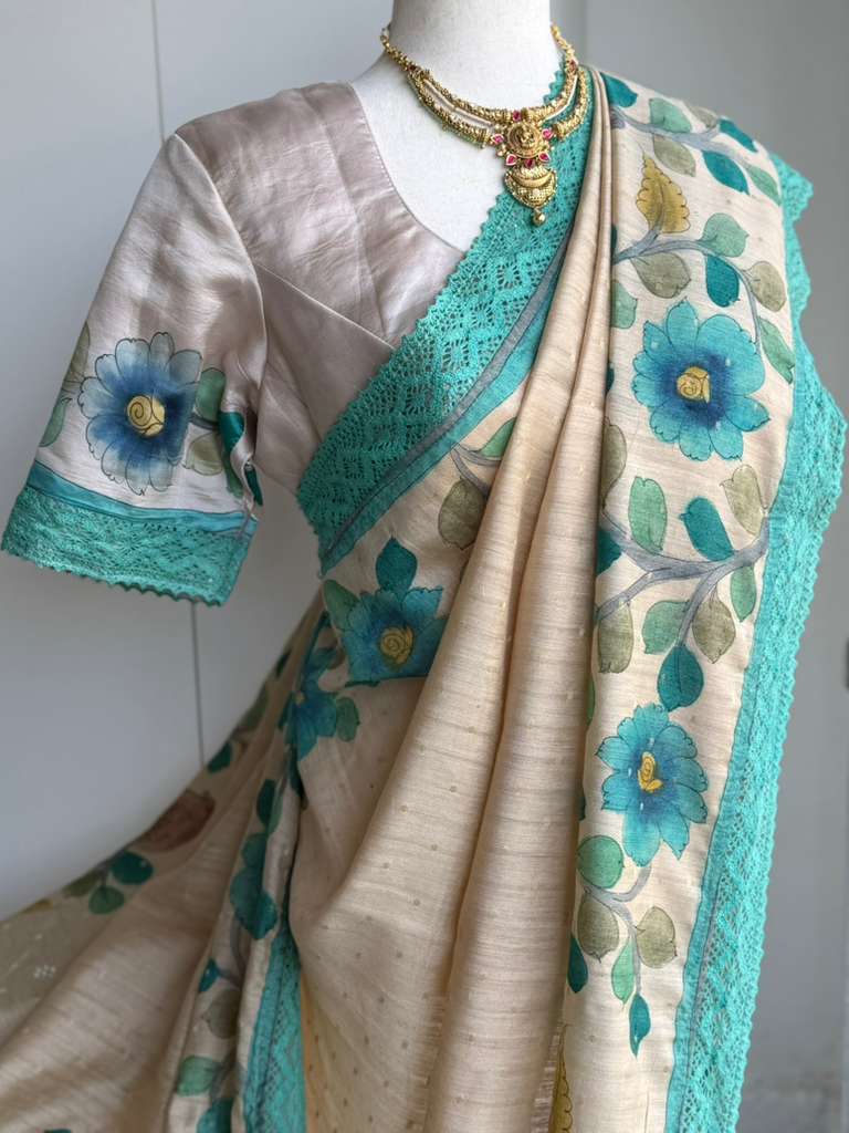 Kalamkari Print Tussar Saree | Indian Sarees in USA