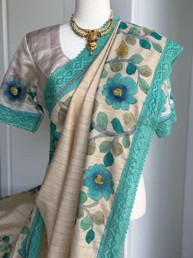 Kalamkari Print Tussar Saree | Indian Sarees in USA