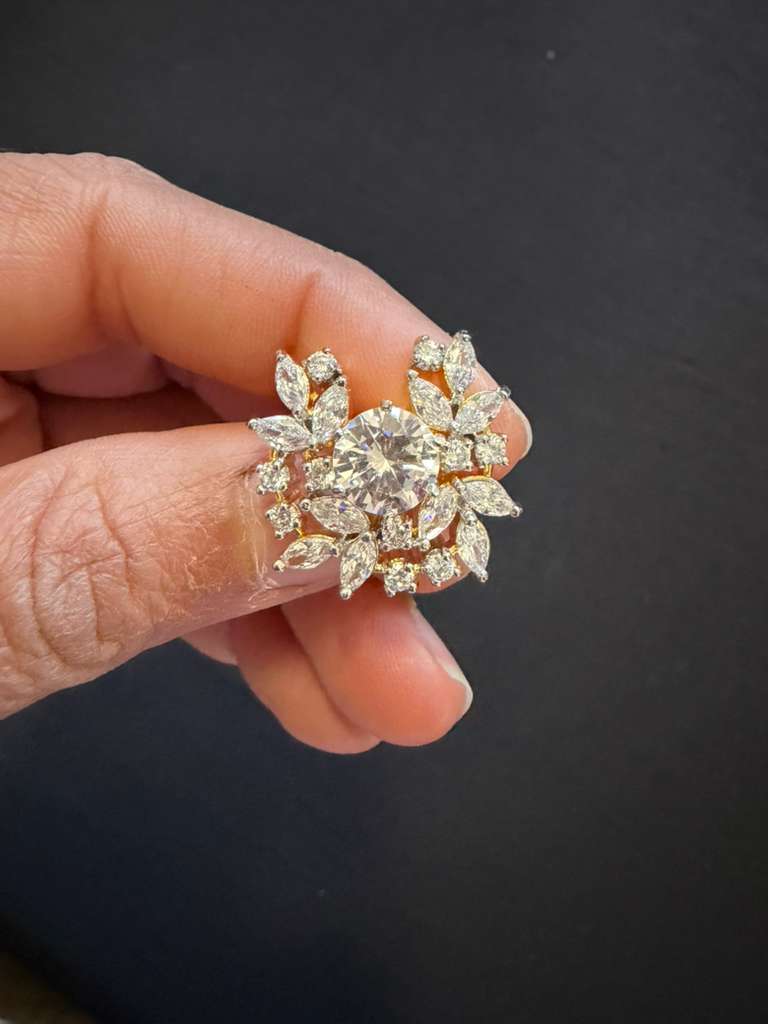 Elegant AD Floral Studs | Latest Jewelry