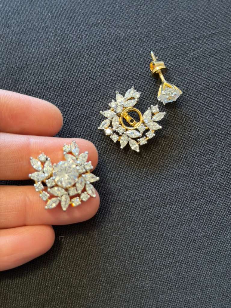 Elegant AD Floral Studs | Latest Jewelry