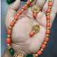 Coral Mala Necklace With Earrings |  Handmade jewelry