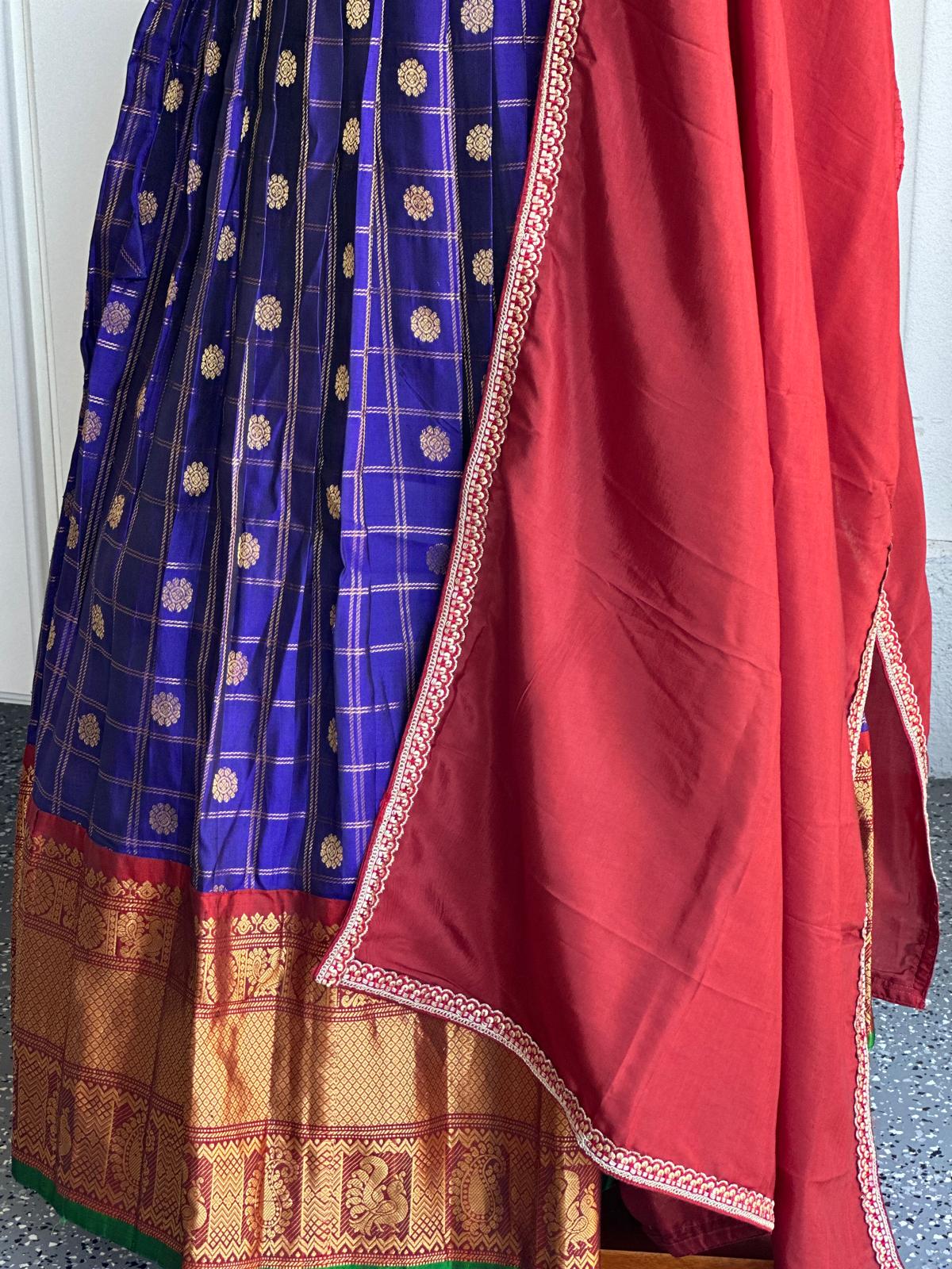 Teens Gadwal Silk lehanga |Partwear Pattu pavada lehanga | Lehanga voni