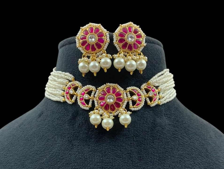 Kundan & Pearl Choker Necklace | Indian Necklace