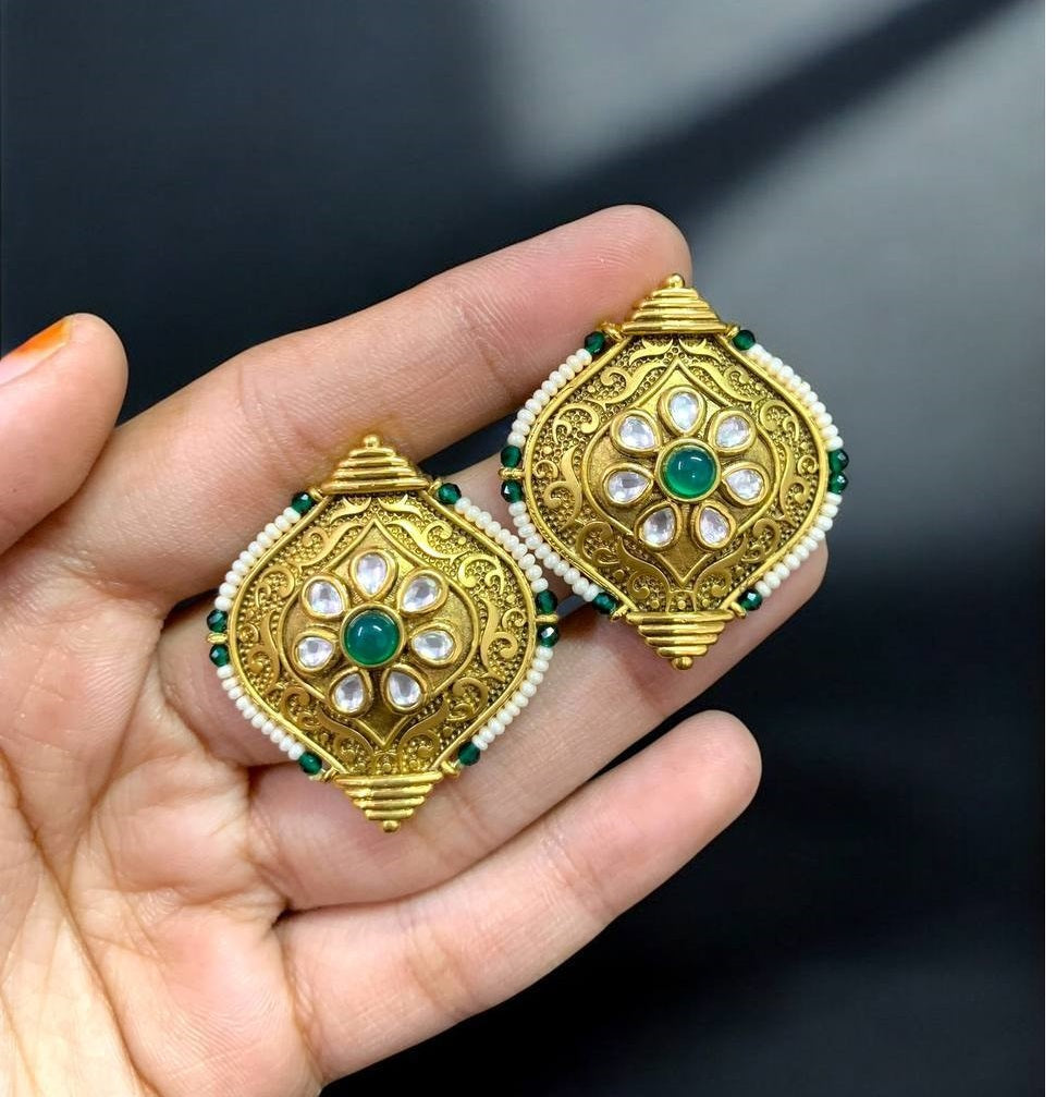 Designer Kundan Studs | Indian Earrings