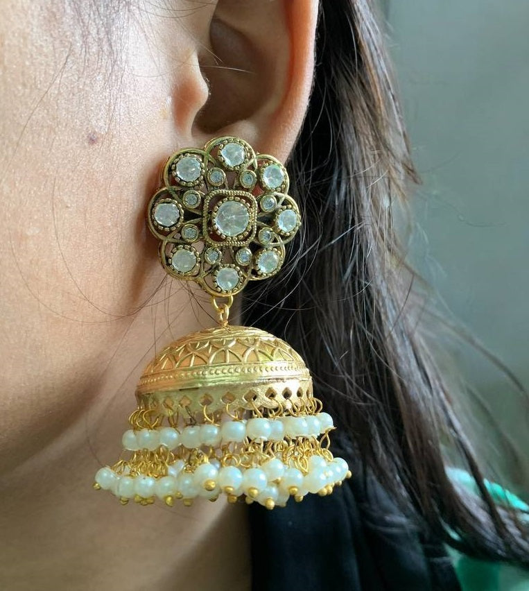 AD & Pearl Jumki Earrings | Indian Earrings
