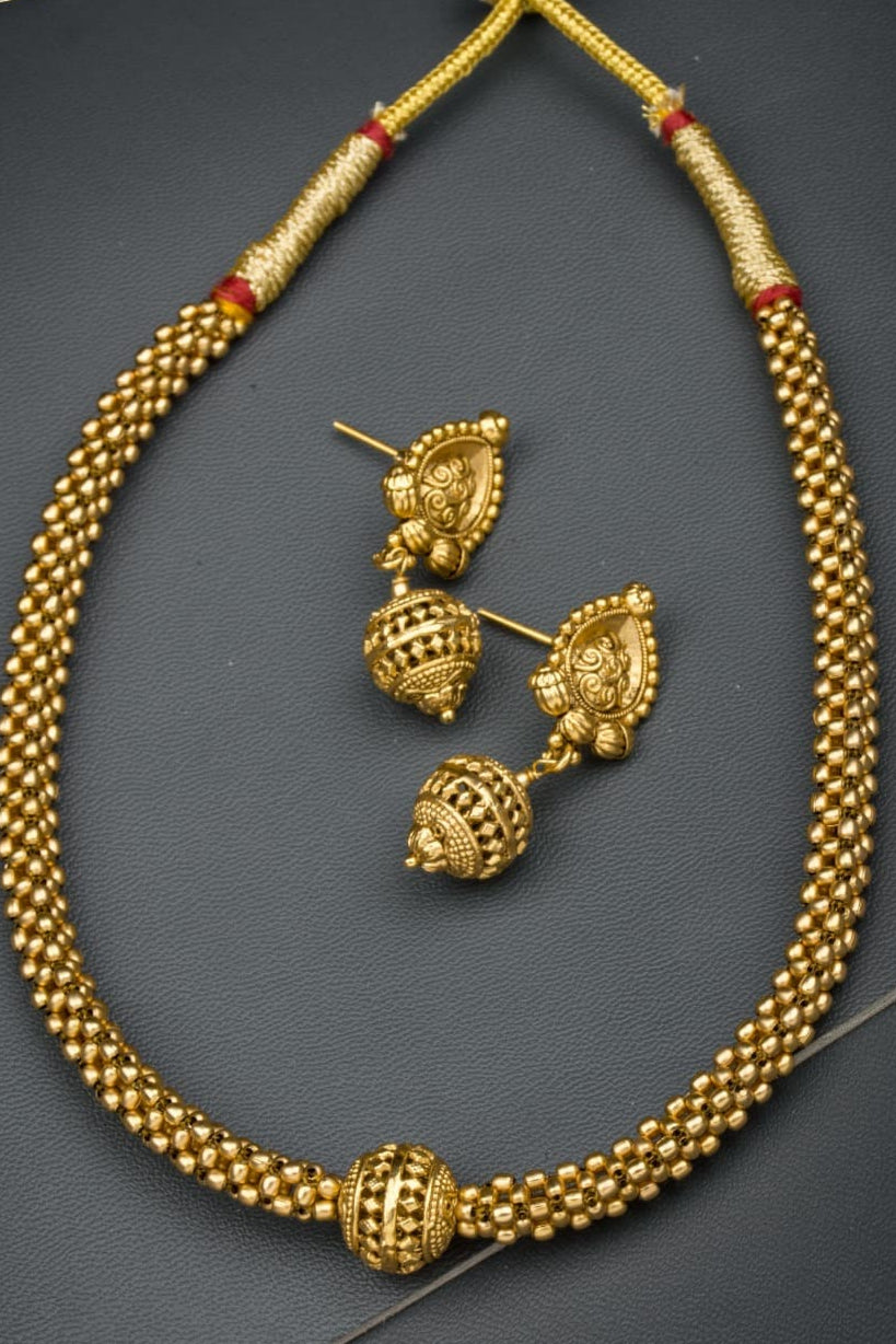Antique Necklace With Earrings | Marathi Thushi Necklace
