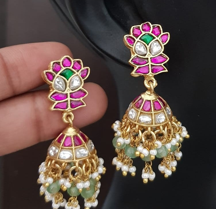 Jadau Kundan Jumkis | Antique Kundan Earrings