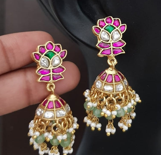 Jadau Kundan Jumkis | Antique Kundan Earrings
