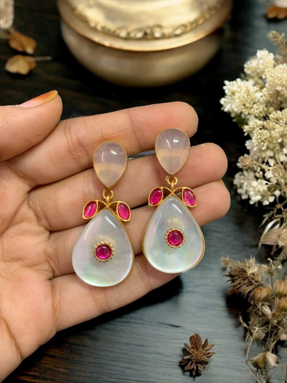 Fusion Kundan Earrings | Semi Precious Kundan Earrings