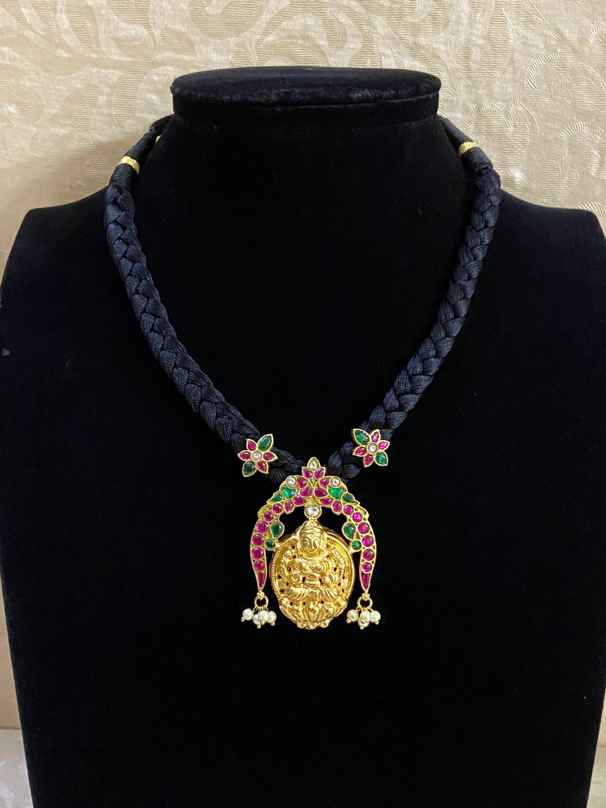 Jadau Kundan Lakshmi Pendant Thread Necklace | Traditional Necklace
