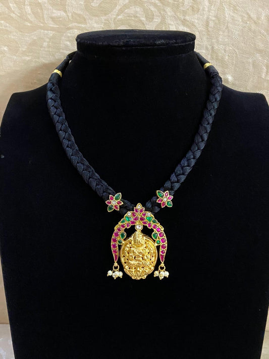 Jadau Kundan Lakshmi Pendant Thread Necklace | Traditional Necklace