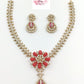 Coral Pendant AD Necklace Set | Indian Jewelry In USA | Gift Idea