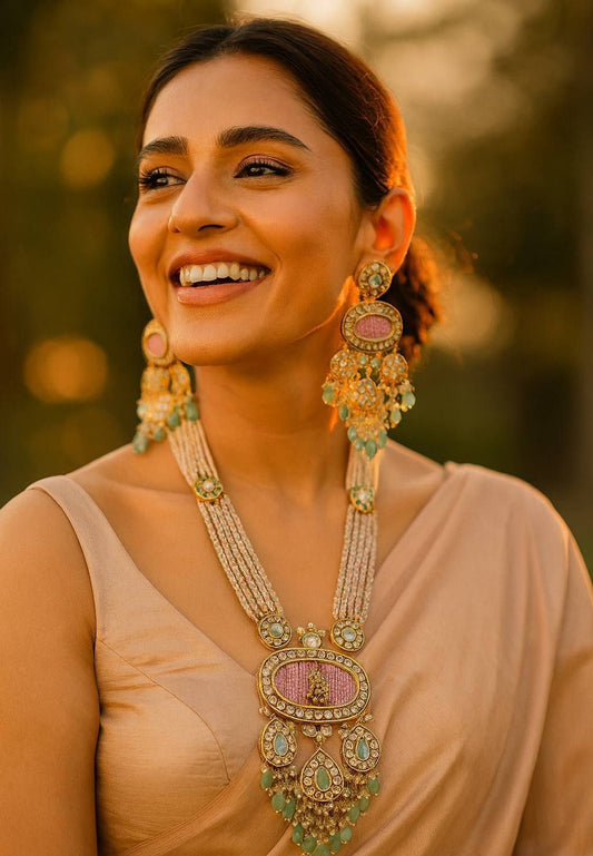 Long Kundan Necklace With Earrings | Indian Luxury Necklace In USA