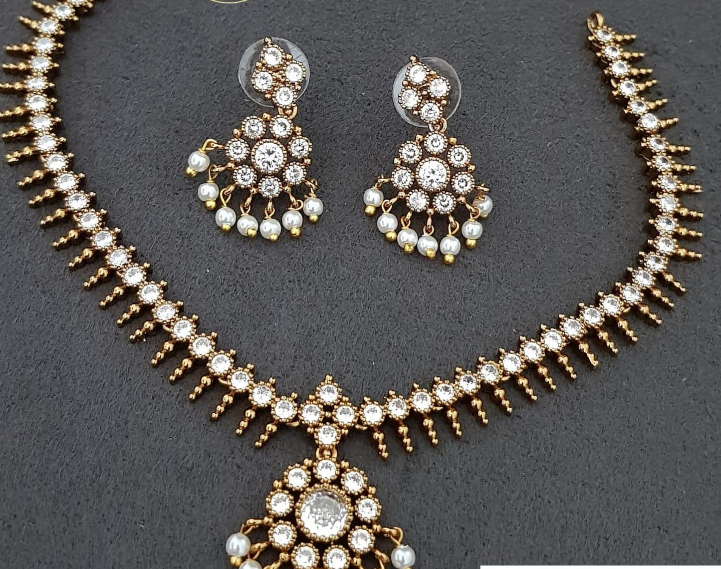 CZ Necklace With Earrings | Indian Jewelry In USA