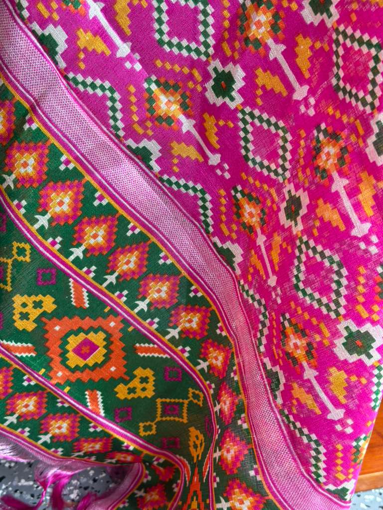 Pink Patola Printed Silk Duppata