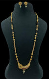 Long Antique Mangalasutra With Earrings | Traditional Black Bead Necklace