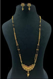 Long Antique Mangalasutra With Earrings | Traditional Black Bead Necklace
