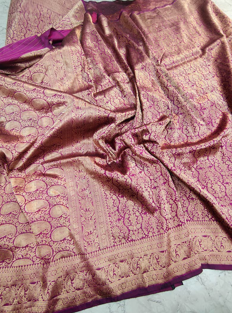 Magenta Pink Banaras Brocade Saree | Indian Traditional Sarees In USA