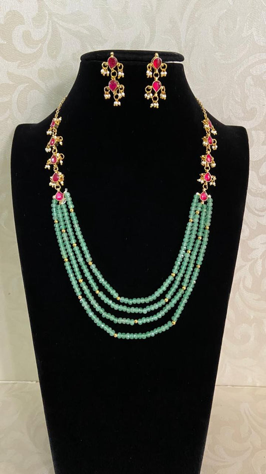 Kundan Beads Necklace With Earrings | Indian Jewelry In USA | Gift Idea