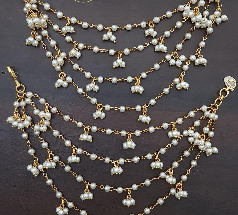Pearl Champaswaralu | Hair accessories | indian Ear Chains