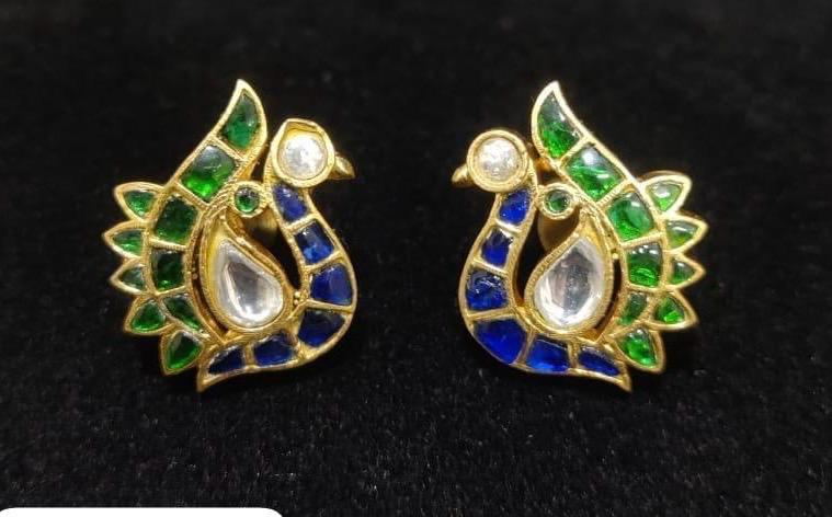 Jadau Kundan Peacock Studs | Indian Studs In USA