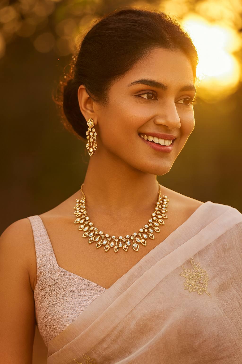 Moissanite Necklace With Earrings | Indian Necklace In USA |