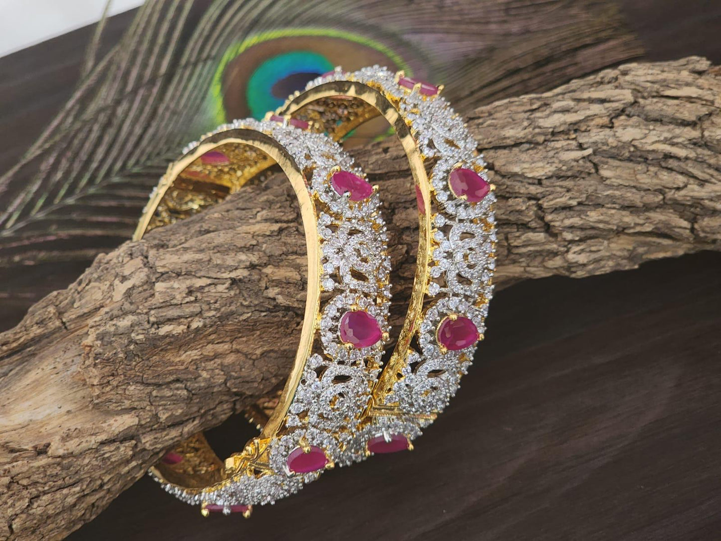AD Lotus Openable Bangles  | Indian Bridal Bangles