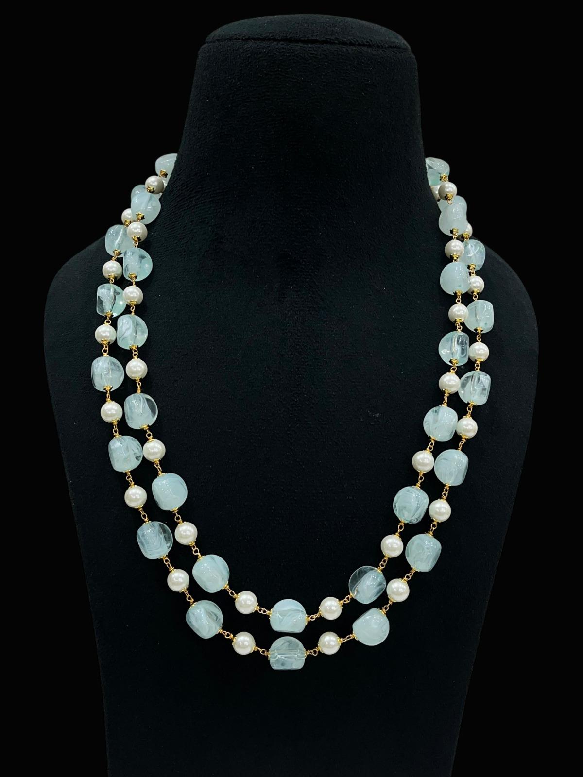 Two Layered Beads & Pearl Mala | Indian Beads Jewelry