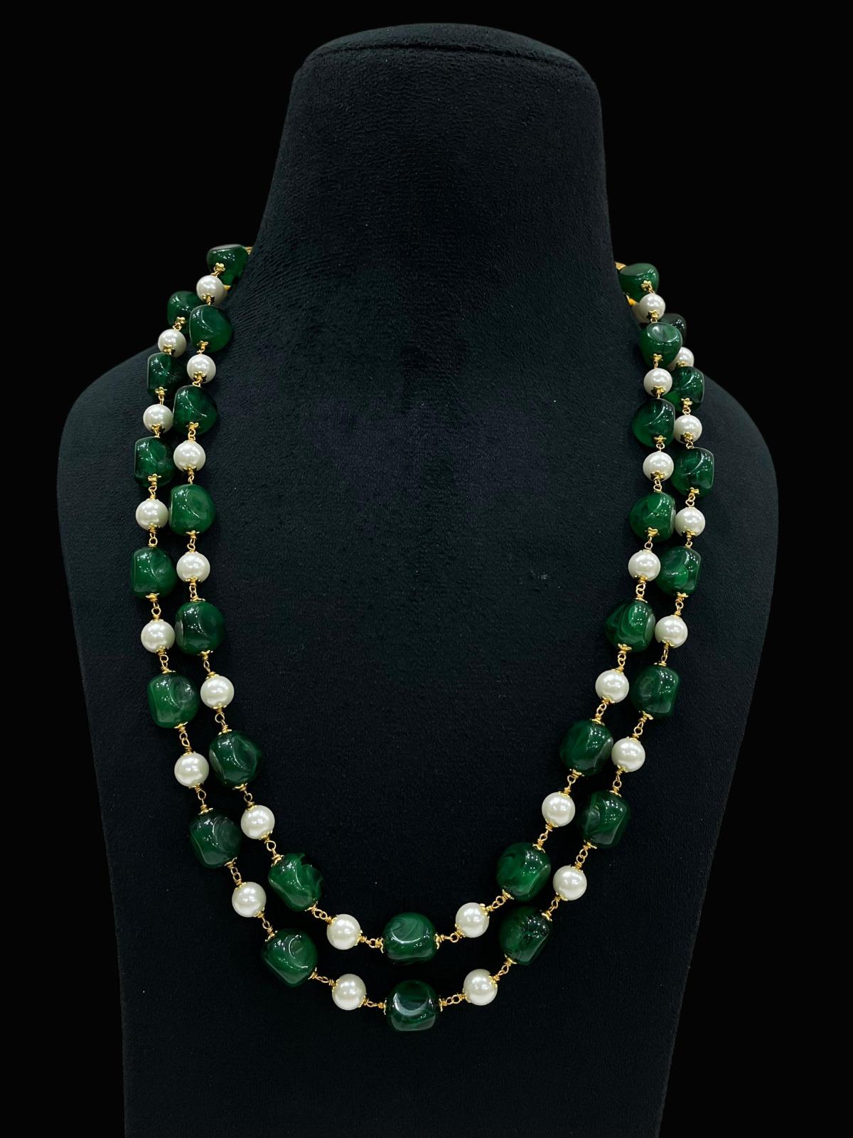 Two Layered Beads & Pearl Mala | Indian Beads Jewelry