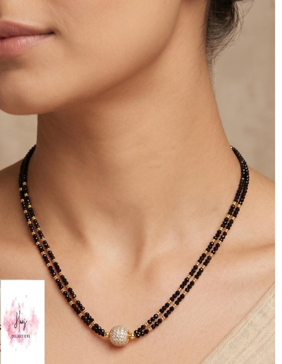 AD Ball Crystal Mangalasutra | Indian Black Beads