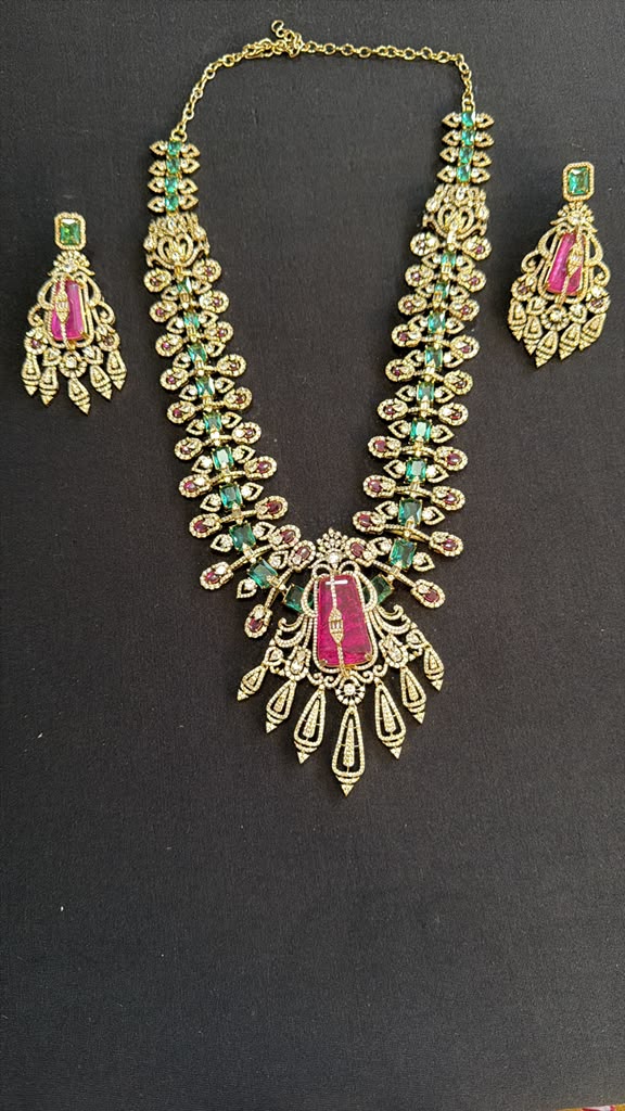 Premium AD Bridal Necklace Set | Indian Bridal Jewelry