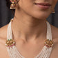 Antique Jadau Side Pendants Pearl Necklace With Studs | Multi-Layer Pearl Necklace | Indian Jewelry In USA