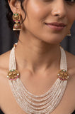 Antique Jadau Side Pendants Pearl Necklace With Studs | Multi-Layer Pearl Necklace | Indian Jewelry In USA