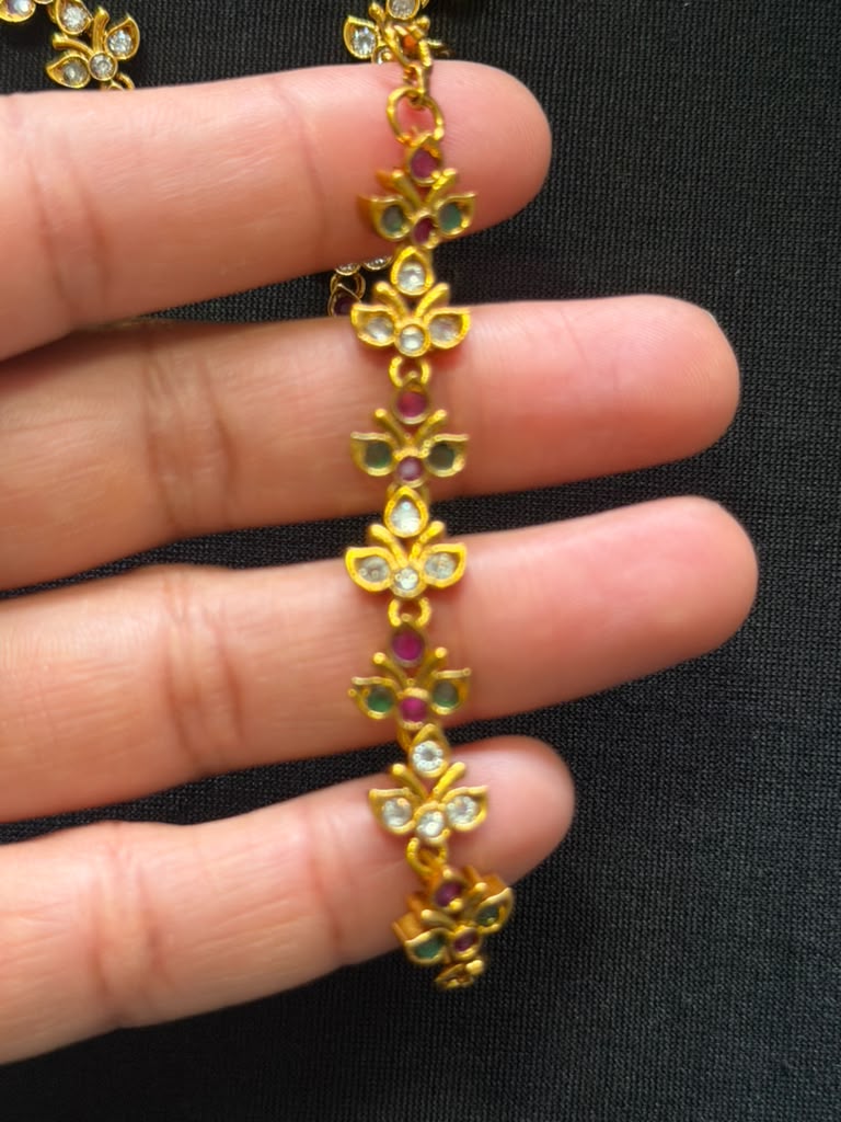 AD Ruby Green Matilu |  Indian Ear Chains | Indian Traditional Jewelry In USA