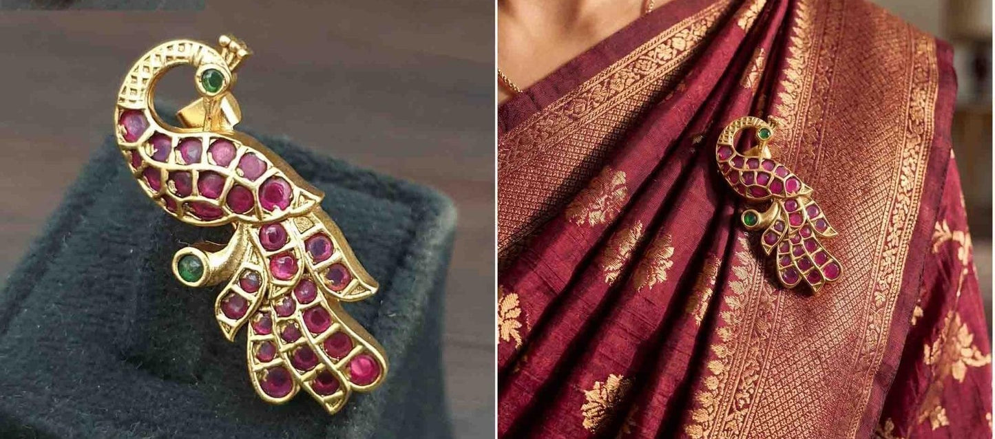 Antique Kemp Saree Pin | Indian Saree Pin | Brooch | Gift ideas