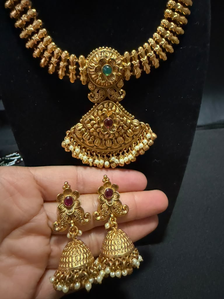 Antique Traditional Necklace With Jumkis | Indian Jewelry In USA