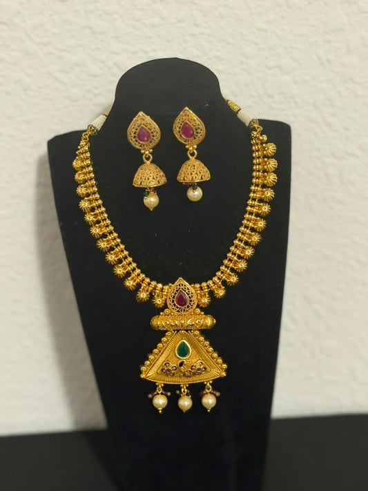Antique Necklace With Jumkis | Indian Traditional Jewelry