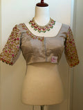 Silver Tissue Embroidery Blouse | Saree Blouses in USA