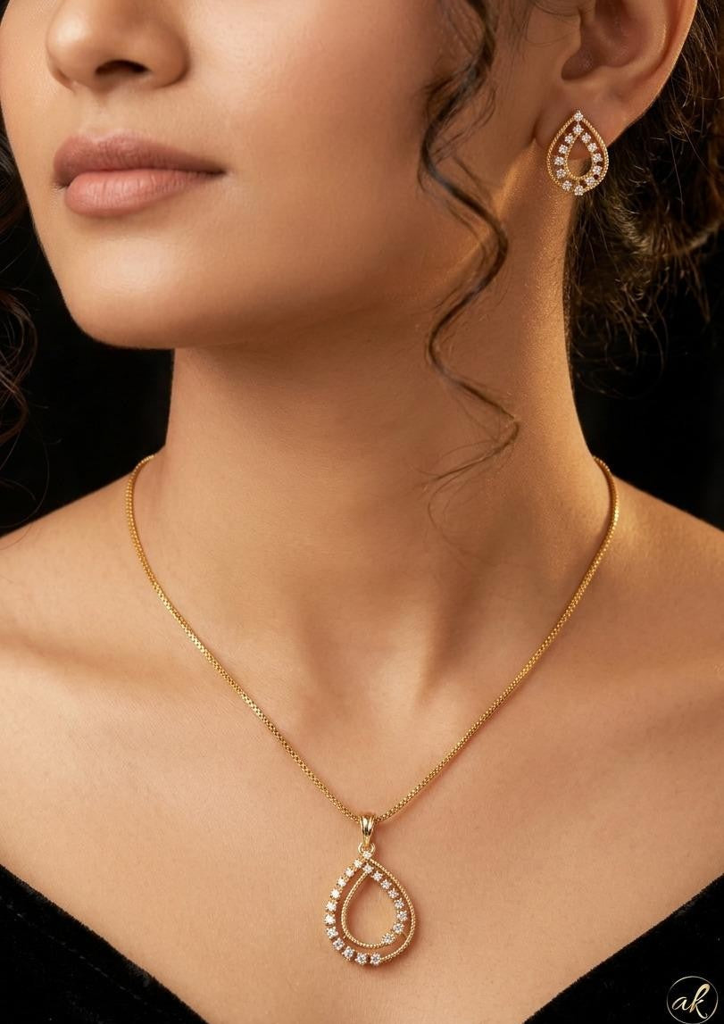 Simple Chain AD Pendant Set | Latest Indian Jewelry