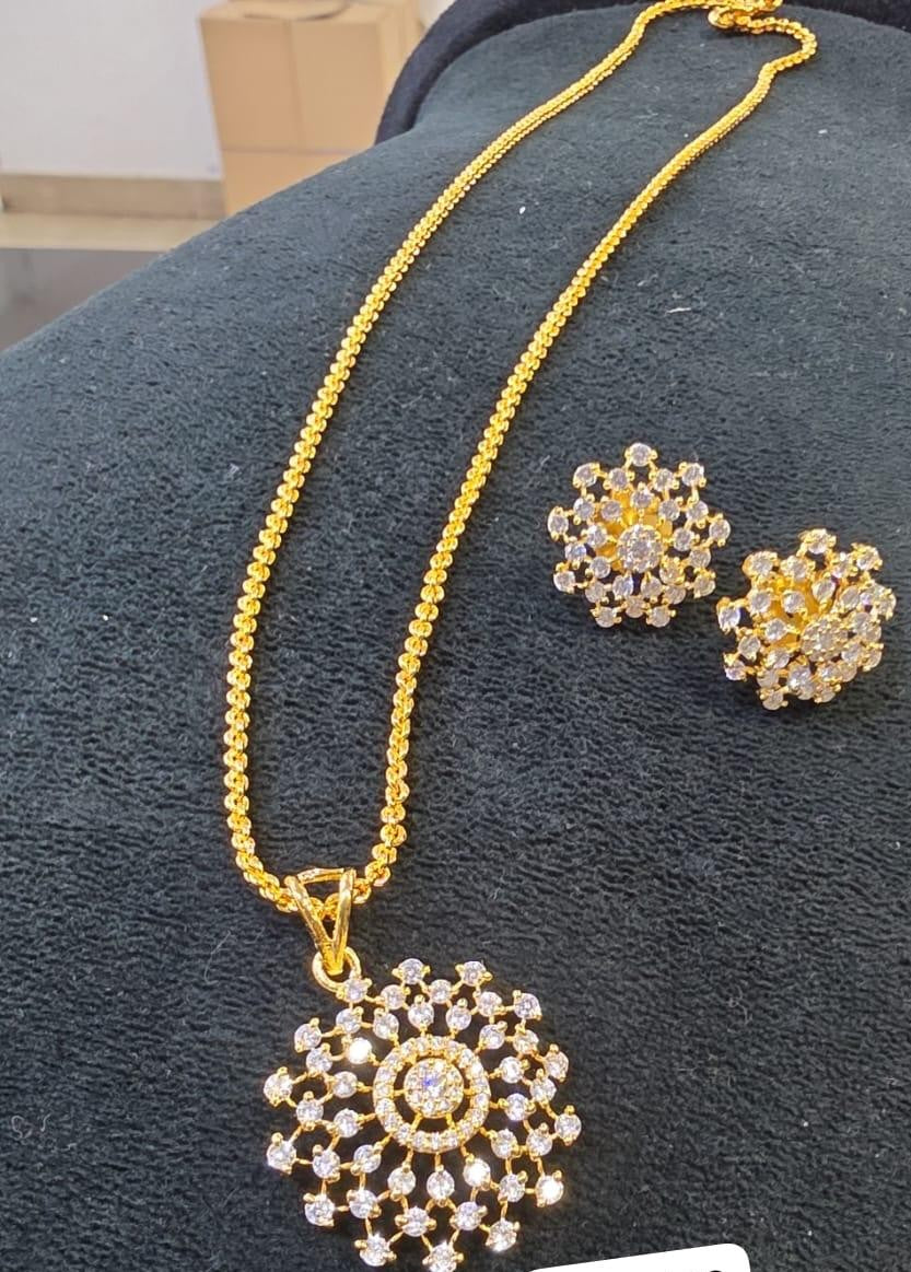 Simple Chain AD Pendant Set | Latest Indian Jewelry