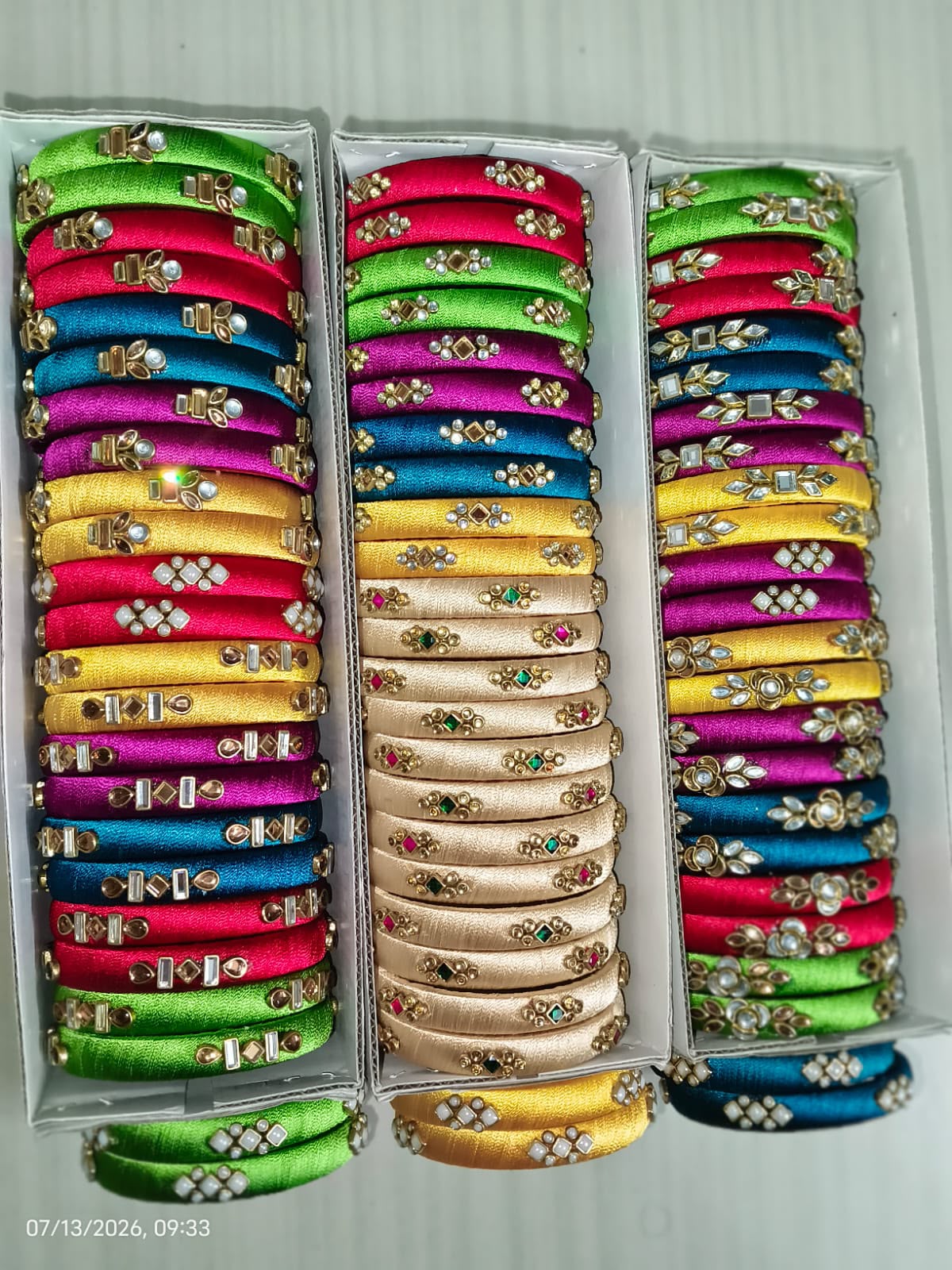 4 Pairs Assorted Silk Thread Bangles Set  | Traditional Bridal Bangles | Gift idea