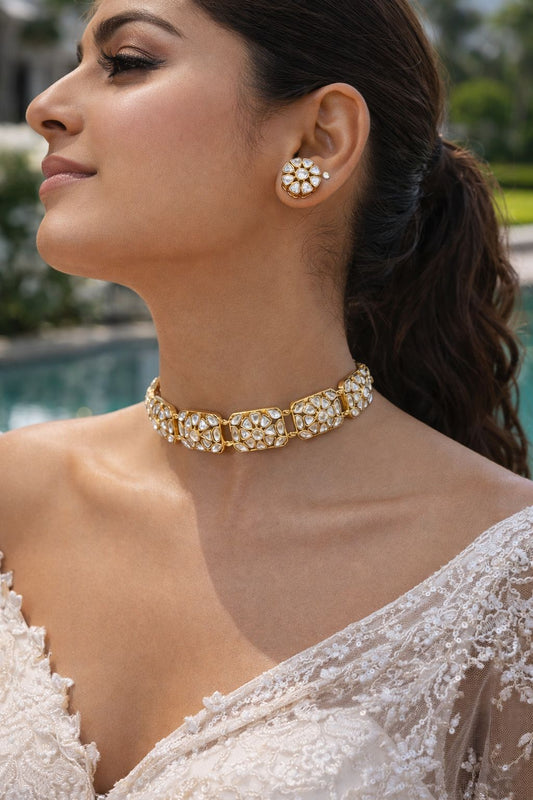 Moisanite Choker With Studs | Latest Indian Jewelry In USA