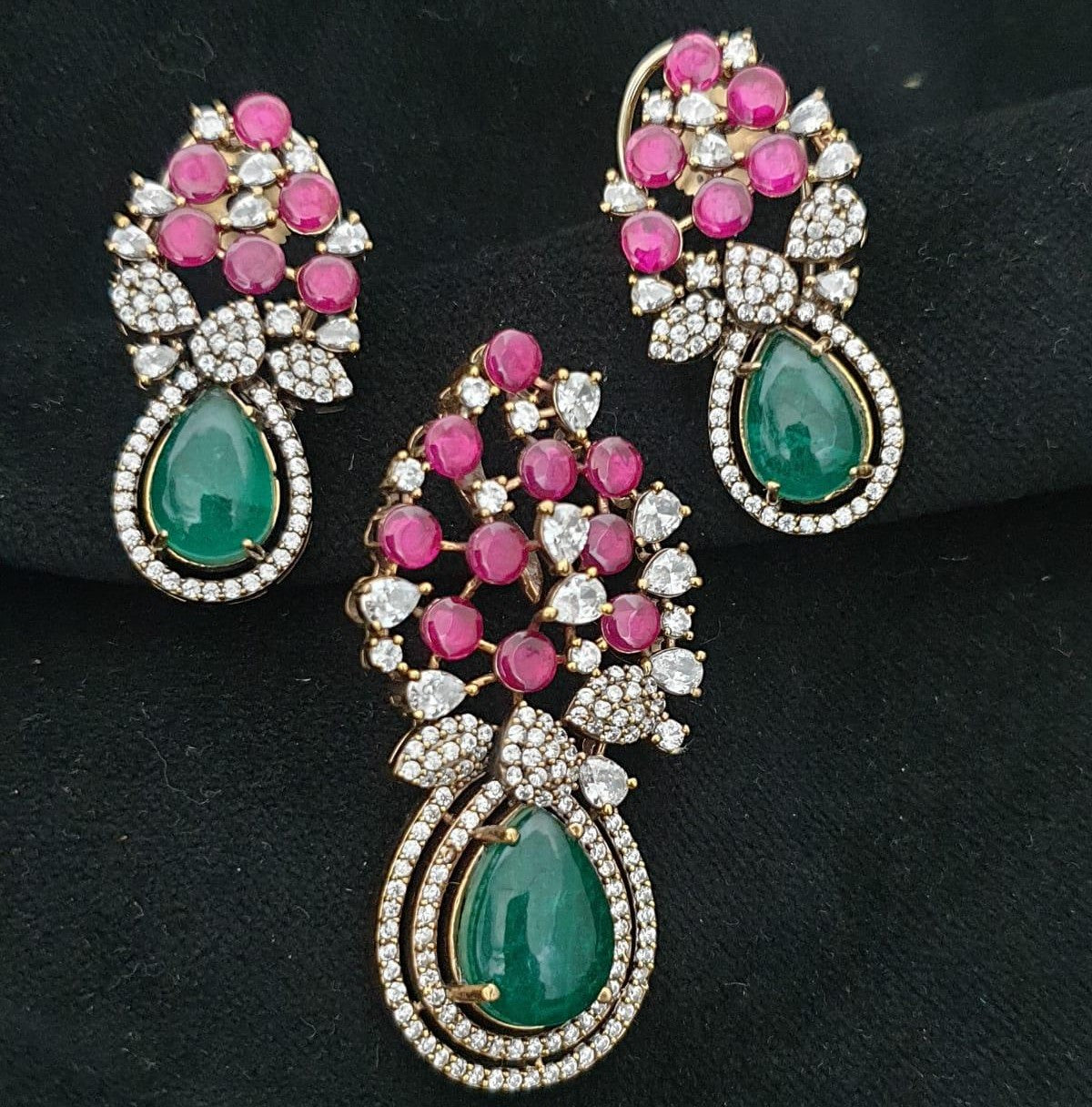 CZ Antique Pendant Set | Indian Jewelry In USA
