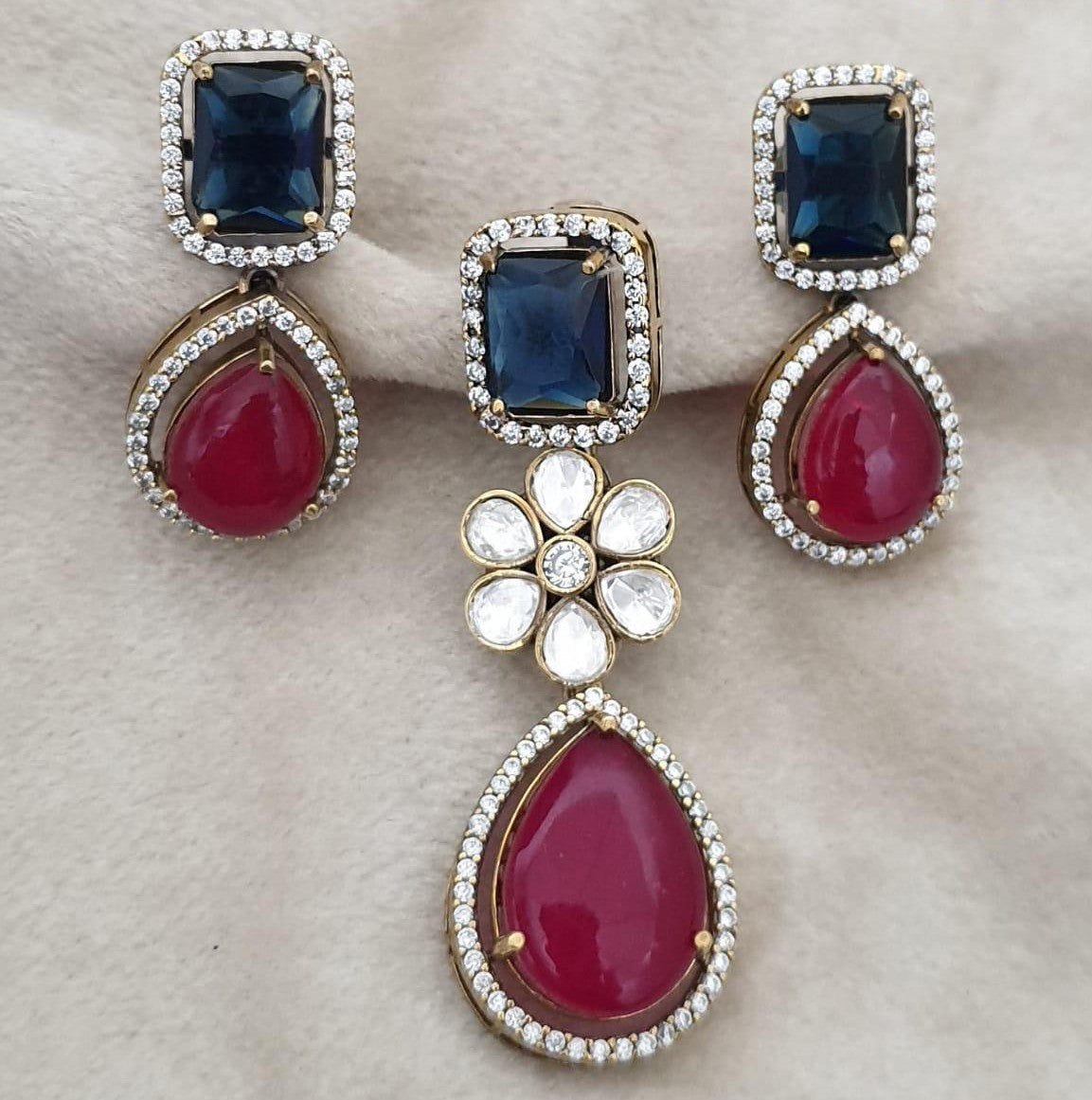 Victorian AD Kundan Pendant Set | Latest Jewelry In USA