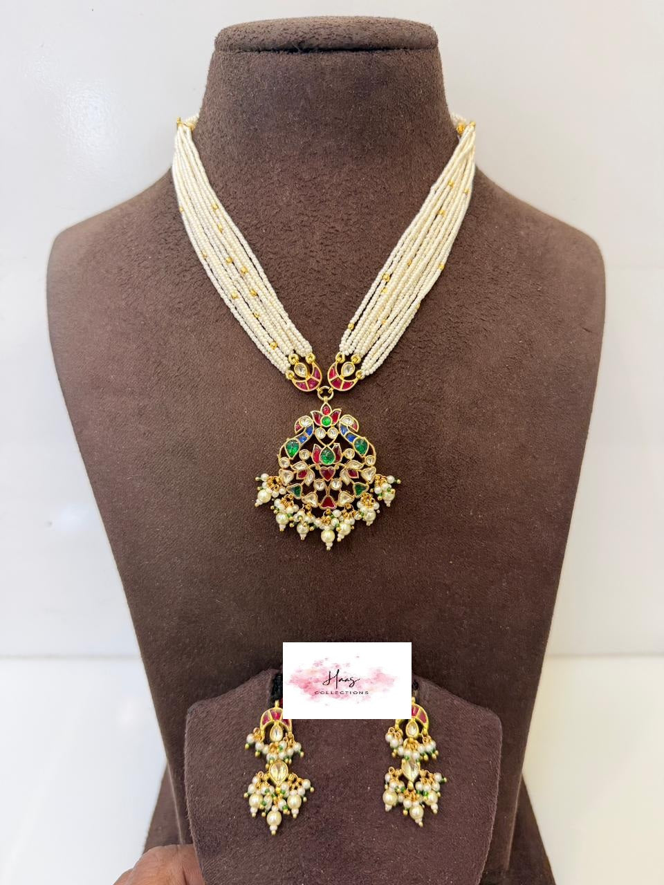 Ahamadabadi Kundan Necklace Set | Handmade jewelry | Indian jewelry in USA
