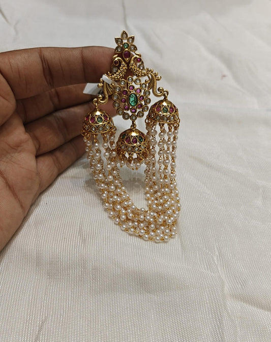 Peacock Pearl Hanging Hair Accessories | Pearl Hair Choti   | Traditional Indian Jewelry