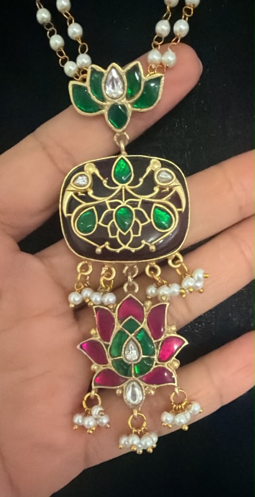 Semi Precious Kundan  Pendant  Pearl  Necklace | Latest Indian Jewelry In USA