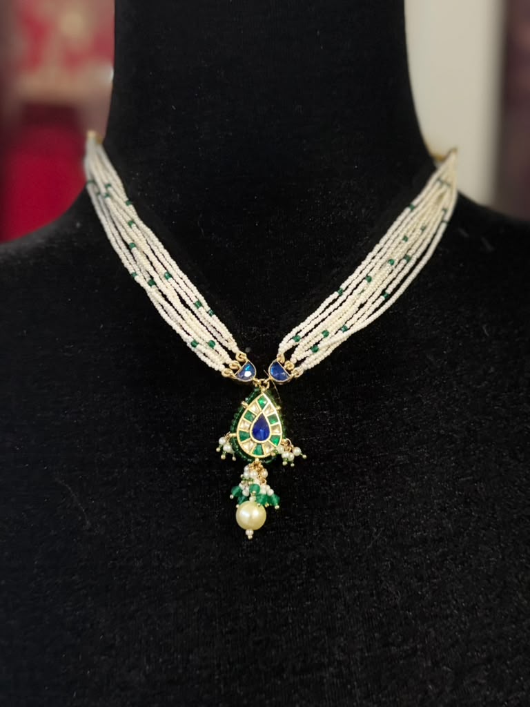 Jadau Kundan Pendant Pearl Necklace Set | Traditional Jewelry In USA
